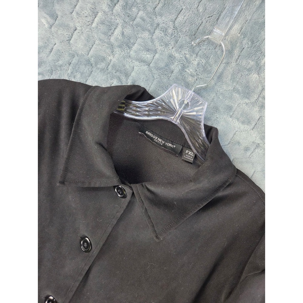Briggs New York Petite Black Button Front Jacket PXL Collared Long Sleeve Solid